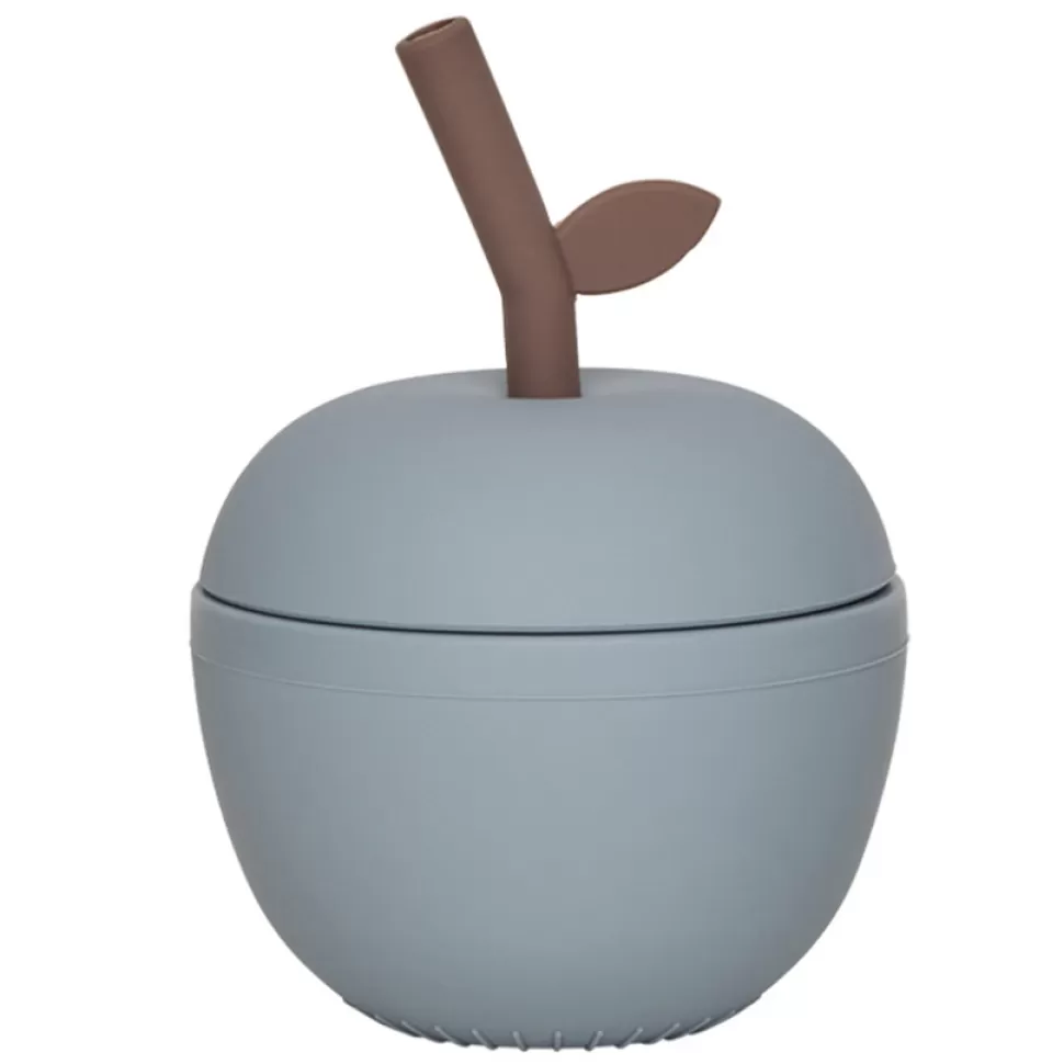 OYOY Repas>Verre avec Paille Pomme - Blue